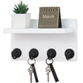 Nekon Compact Key Organizer with Shelf - 8.5" White Wood
