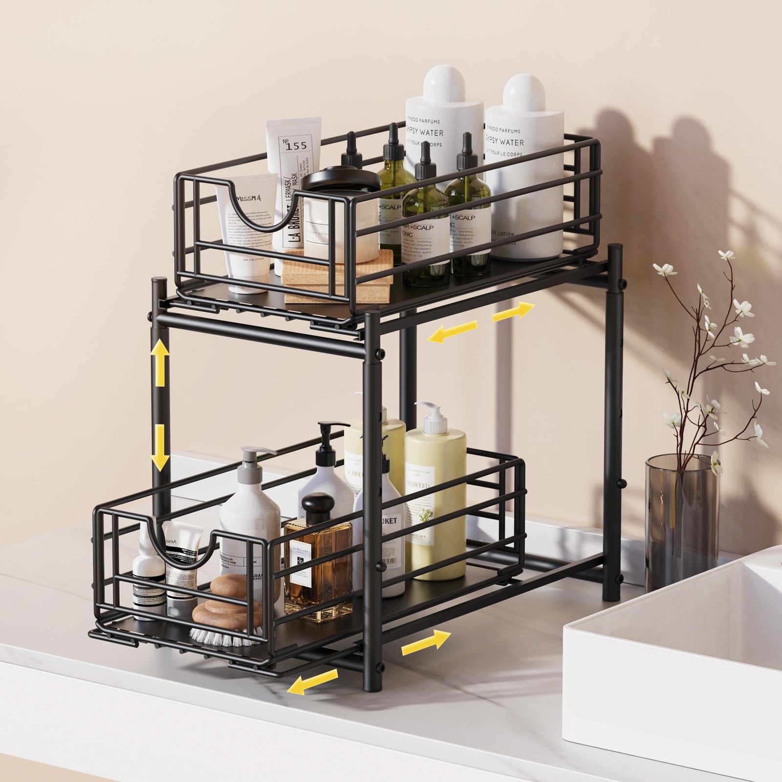 Almaybe 2-Tier Adjustable Under Sink Organizer
