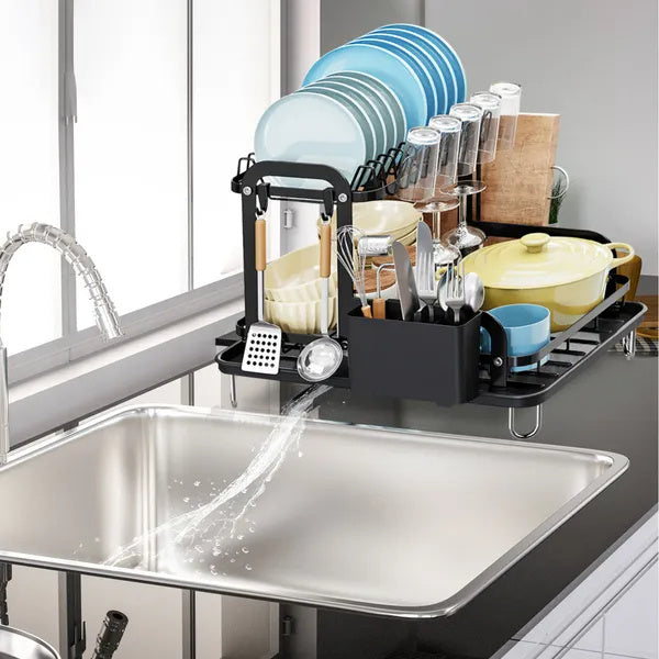 Space-Saver 2-Tier Dish Rack with Drainboard